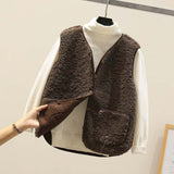 Christmas Gift Autumn Fleece Women Vest Waistcoat Winter White Vest Sleeveless Jacket Ladies Warm Thick Sleeveless Vest For Women 2021