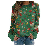 Christmas Gift Women Christmas Printing Sweater Plaid Women Casual Long Sleeve Shirts Blouse Tops Christmas Sweater Holloween Fastival Clothes