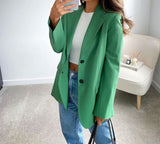 Kukombo Green Blazer Woman Za New Fashion Cardigan Coat Tops Femme Autumn Chic Blazer Femenino Winter Clothing Outerwear