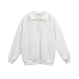 Kukombo Harajuku Polo collar White Hoodies Women 2021 Fashion Korean Style Casual Long Sleeve Sweatshirt Top Female Trendy Clothes