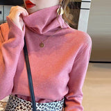 Christmas Gift Solid Turtleneck Knitted Women Pullovers 2021 Autumn Long Sleeve Strech Female Sweater Loose Bottoming Ladies Sweater