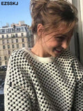 Christmas Gift oversize blue dot Sweater Pullovers Women winter autumn thick O-neck chic 2021 sweater long sleeve sweater top