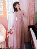 Kukombo Fairy Dress Women Spring New French Retro Palace Wind Net Yarn Long Skirt Temperament Super Fairy Forest Long Sleeve Dress K145