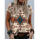 Christmas Gift 2021 Summer Women New Urban Casual Round Neck Print Short Sleeve  T-shirt Ladies Retro Plus Size Loose Shirt Tops