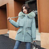 Christmas Gift 2021 New Winter Jacket Artificial Fur Collar Women Jacket Parkas Plus Velvet Thick Overcoat Female Long Coats Outwear Plus Size