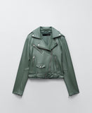 Christmas Gift New 2021 Autumn Sashes Pu Faux Leather Jacket Women Zipper Slim Short Biker Jackets Coat Female Outwear Tops casacos feminino
