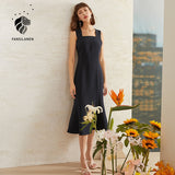 Christmas Gift FANSILANEN Office Lady Elegant Slim Long Black Dress Women Sleeveless White Skirts 2021 Summer New Pleated Sexy Dress