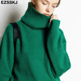 Christmas Gift 2021 Women's Sweater Autumn Winter Warm Turtlenecks Casual Loose Oversized  wool sweaters  Pullover  Femme top