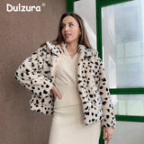 Christmas Gift Chic Street Fashion Leopard Fur Coat Women Winter Fuzzy Short Faux Rabbit Fur Jacket Harajuku Y2k Girls Thick Warm Coats Women