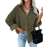 Christmas Gift Autumn Corduroy Jacket Woman Long Shirt Jacket Women Button Coat Jackets Women Fashion Overshirt Loose Coat Female 2021