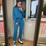 Christmas Gift Casual Sweater Pants Knitted 2 Pieces Set Turtleneck Pullovers & Elastic Waist Pants Women Sweater Sets 2021 Autumn Knitted Set
