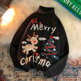 Christmas Gift Men's And Women'sTurtleneck Christmas Sweater Ladies Lovely Elk   Pullover Sweater Outer Wear Sweater Holiday Costumes Loose Top