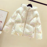 Christmas Gift 2021 New Winter Jacket Women's Parkas Hooded Bread Service Down Cotton Jacket Glossy Parka Warm Padded Cotton Jacket Outwear