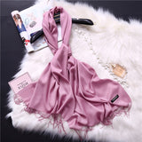 Christmas Gift 2021 women scarf solid cashmere scarves lady shawls and wraps winter head scarf pashmina long size foulard hijab wholesale