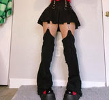 Kukombo Dark Pleated Skirts With Trouser Legs Gothic Solid High Waisted A-Line Mini Skirts Preppy Style Cool Streetwear Fashion