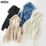 Christmas Gift Aproms Casual Tassel Hooded Knitted Sweater Women Zipper Loose Cropped Cardigans 2021 Winter Coat Cool Gilrs Streetwear Jumper