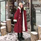 Christmas Gift Woman Long Coat Zipper Buttons Korean Style Retro Outwear Winter  Warm Lambswool Oversize 2021 Woman Thick Hooded Cotton Jacket