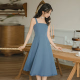 Kukombo Dresses For Women 2022 Blue Gentle And Wild Sleeveless Sling Dress Summer French Fashion Retro First Love Dress