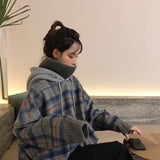 Christmas Gift Korea Version Fake Two-piece Hoodie Women's Turtleneck Oversized Harajuku Clothing Cversized Jacker Winter Casual Sweatshirt New