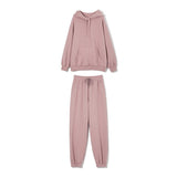 Christmas Gift Yiyiyouni Thickened Fleece Hooded Sweatshirt and Pants Two Pieces Set Women Autumn Winter Casual Solid Sweatpants Female Outfits