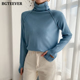 Christmas Gift BGTEEVER Autumn Winter Turtleneck Women Sweater Elegant Slim Female Knitted Pullovers Casual Stretched Sweater jumpers femme