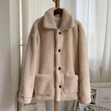Christmas Gift 2021 Winter Thicken Warm Teddy Fur Jacket Coat Women Casual Fashion Lamb Faux Fur Overcoat Fluffy Cozy Loose Outerwear Female
