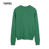 Christmas Gift  2021 Autumn Winter 15% Wool Sweater Solid Green Round Neck Sweater Soft Warm Knitted Tops