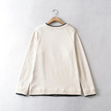 Kukombo Women Crew Neck Raglan Sleeved Sweatshirt With Contrast Trimming In Beige Vintage Frint Front Sweatshirt