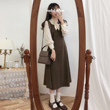 Christmas Gift Women Dresses Vintage Dress Girls S-XL Spring Femme Sundres Sleeveless Black Brown Female Dress Long V Neck Braces Femme Vestido