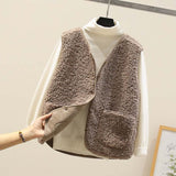 Christmas Gift Autumn Fleece Women Vest Waistcoat Winter White Vest Sleeveless Jacket Ladies Warm Thick Sleeveless Vest For Women 2021