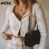 Christmas Gift Aproms Candy Color Ribbed Knitted Cardigan Women Autumn Winter Long Sleeve Basic Cropped Sweaters Female Casual Short Jumper Top