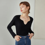 Christmas Gift FANSILANEN Women Knitted Sweater Long Sleeves Autumn Tops Gentle Retro Pullovers Irregular Neckline Solid Color Women Sweaters