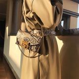 Kukombo  Women Waist Pack Leopard Fanny Pack PU Leahter Disco Waist Bag Famale Fashion Snake Skin Waist Belt Purse Shoulder Chain bag
