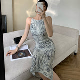 Kukombo Elegant Strap Dress Women's Clothing Summer One-Neck Rock Texture Bodycon Dress 2022 Korean Fashion Robe Female Vestidos k30