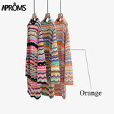 Christmas Gift Aproms Vintage Colorful Crochet Mini Dress Women 2021 Casual Long Sleeve Hollow Out Holiday Beach Fashion Short Dresses Vestidos