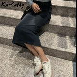 Kukombo Denim Skirt Long Straight Skirts Womens Summer Blue Vintage Skirt Jeans Women Denim Long Skirts For Women Summer 2022