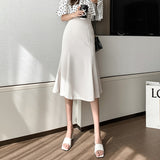 Kukombo Women 2022 Summer Elegant Casual All-match High Waist Offcie Lady Midi Mermaid Skirt