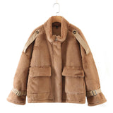 Kukombo Winter Coat Women Faux Fur Coat Fashion Lapel Thick Loose Zipper Women's Jacket Causal Female Coat