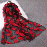 Christmas Gift 2021 New Spring Summer Scarf Women Fashion Leaf Cut Flowers Scarves Elegant Lady's Beach Cove Up Winter Scarf For Women Shawl