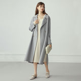 Christmas Gift FANSILANEN Double Breasted 100% Wool Coat Women Elegant Cashmere Long Winter Coat Female Oversized Vitnage Blend Jacket Overcoat