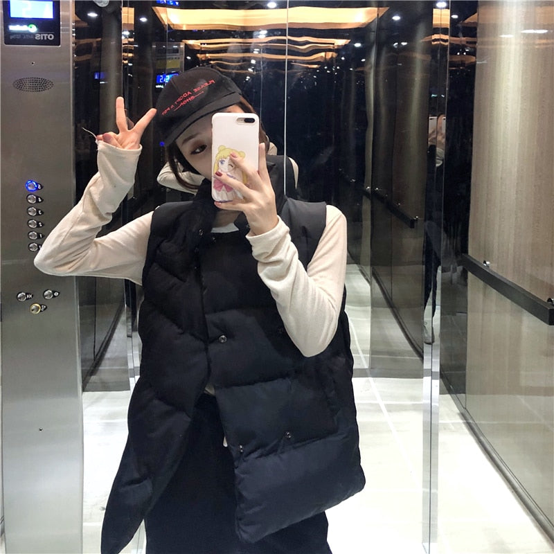 Christmas Gift 2021 Winter Sleeveless Jacket Women 3 Colors Autumn Covered Button Casual Warm Outwear Femme Vest Top Black Female WaistCoat