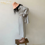 Kukombo Elegant Solid Sets For Women Casual Long Sleeve Blouse Shirts High Wasit Lace-Up Two Piece Short Set Fashion Home Suit