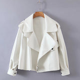 Kukombo Short Loose Pu Leather Jacket Autumn Winter Soft Faux Leather Jacket Street Casual Outwear Ladies Biker Jacket