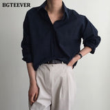 Christmas Gift BGTEEVER Office Ladies White Shirts Blouses Women Spring Turn-down Collar Single-breasted Long Sleeve Shirts Female Tops Blusas