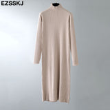 Christmas Gift 2021 autumn winter thick straight maxi sweater dress women high neck long sweater dress elegant female loose  sexy knit dress