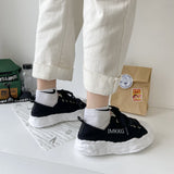Kukombo Women Casual Canvas Sports Shoes Korea INS Retro Woman Dissolving Sneakers Female Ugly Cute Comfortable Thick Soled Shoes