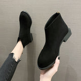Fashion Boots British Style Spring Autumn and Winter Wild Thick Heel Zipper Single Boots Fashion Short Boots Short Boots Women