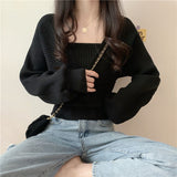 Kukombo Pullovers Women Knitting Elegant Solid All Match Ladies Casual Korean Style Daily Loose Design Spring Fashion Popular College