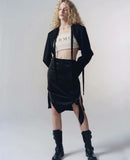 Kukombo Women New Fashion Lacing Short Open Small Blazer Coat Vintage Long Sleeve Black Female Outerwear Chic Tops