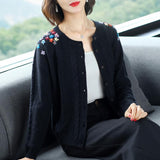 Christmas Gift Autumn Embroidery Sweater Cardigans Women Solid O-neck Casual Sweater Single Breasted Spring Loose Korean style Sweater
